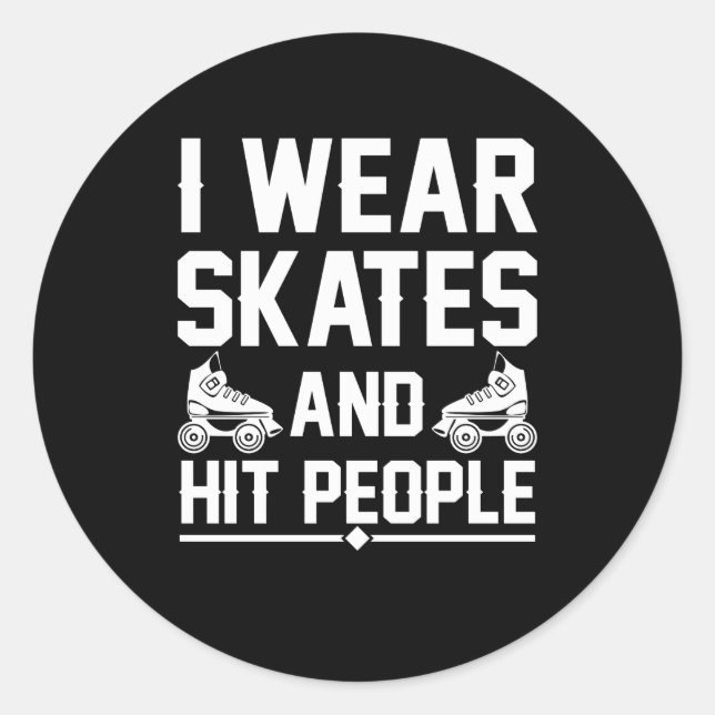 Roller Derby Skater Wear Skates Hit People Classic Round Sticker (Front)