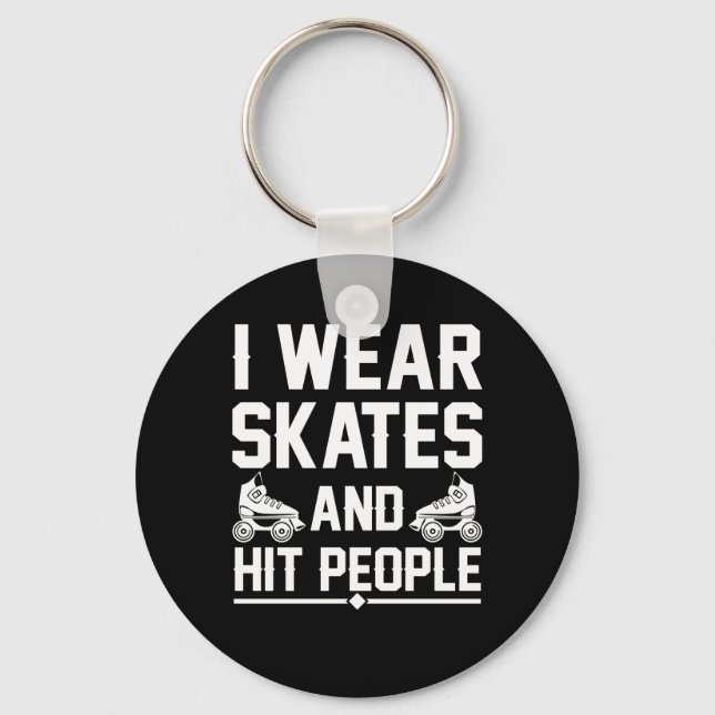 Roller Derby Skater Wear Skates Hit People Key Ring (Front)