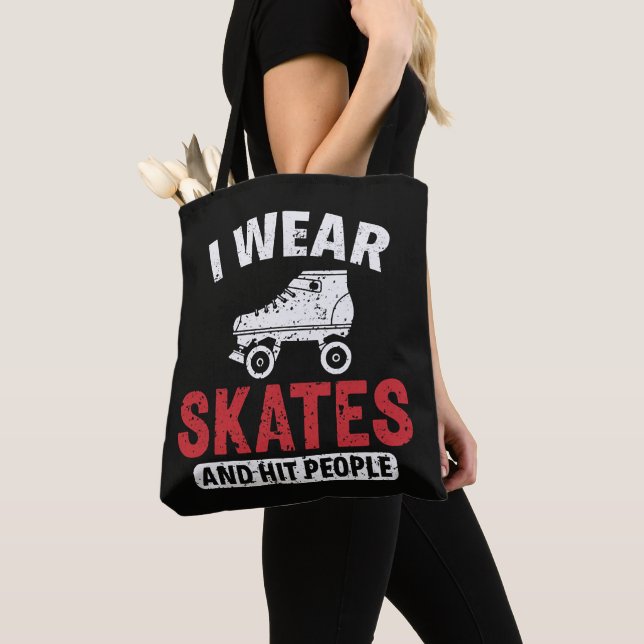 Roller Derby Skating Skate Skater Tote Bag (Close Up)