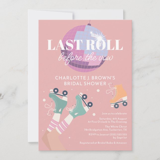Roller Disco Modern Retro Bridal Shower Invitation (Front)