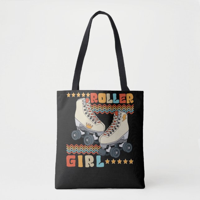 Roller Girl Retro 70s 80s Roller Skating Tote Bag (Front)