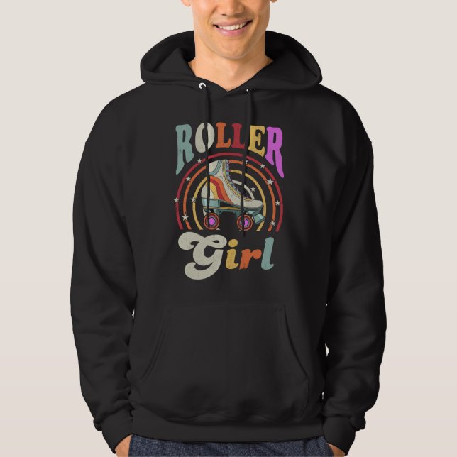 Roller Girl Retro Roller Derby Roller Skating Roll Hoodie (Front)