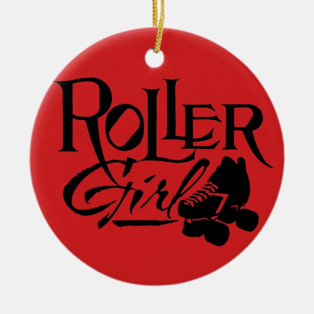 Roller Girl, Roller Derby Ceramic Tree Decoration (Front)