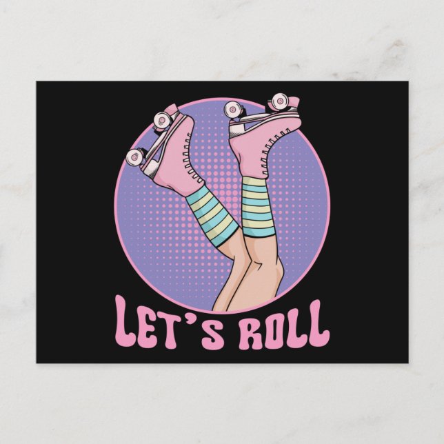 Roller Girl Skater Retro 70s and 80s Skating Girls Postcard (Front)