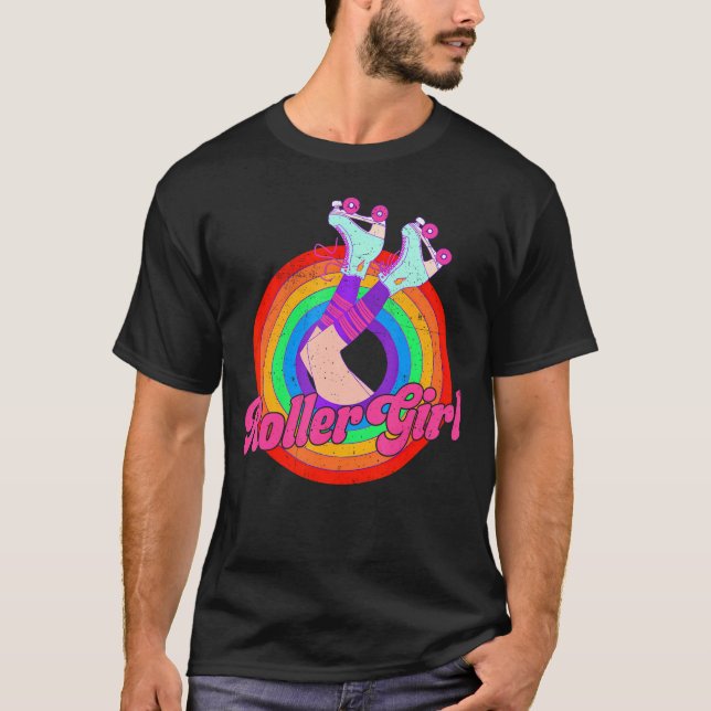 Roller Girl Skater Skating 70S 80S Skates T-Shirt (Front)