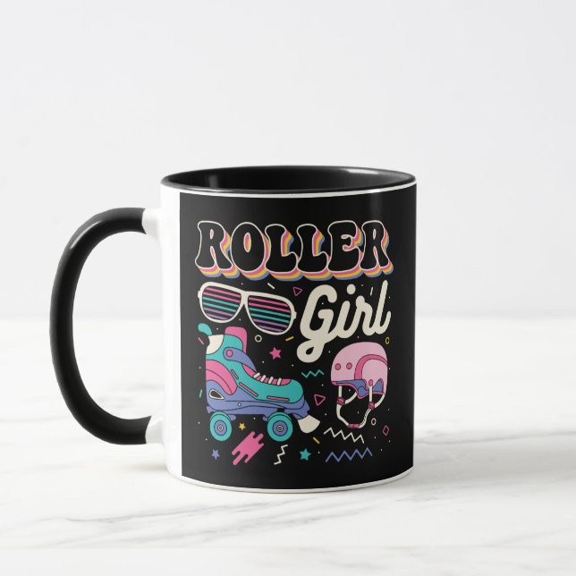Roller Girl Skater Skating Retro Vintage Roller Mug (Left)