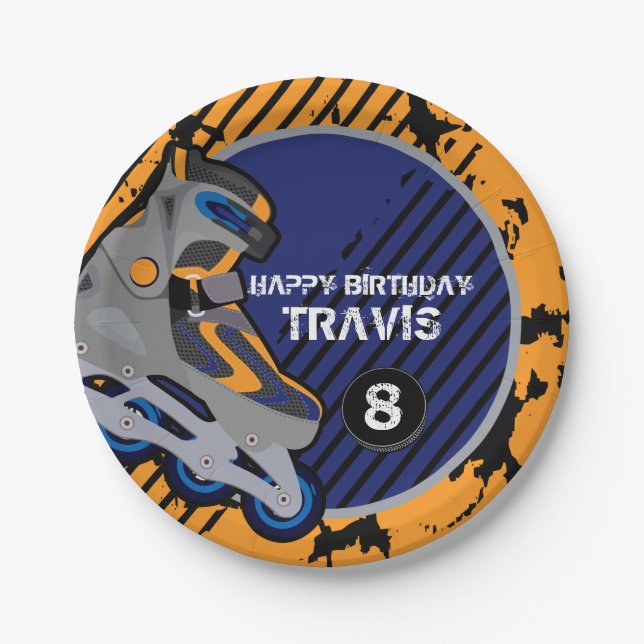 Roller Hockey Party 7 Inch Paper Plate (Front)