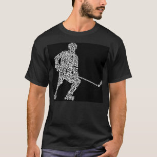Roller Hockey Player Word Art, Inline Hockey Typog T-Shirt