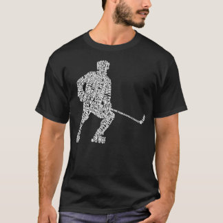 Roller Hockey Player Word Art Inline Hockey Typogr T-Shirt