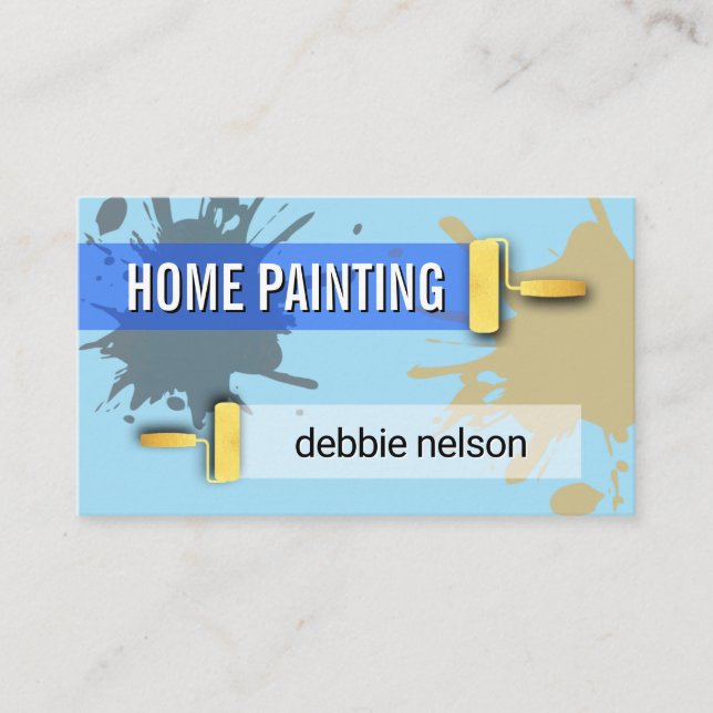 Roller Paint Brushes Painting Splatter Business Card (Front)