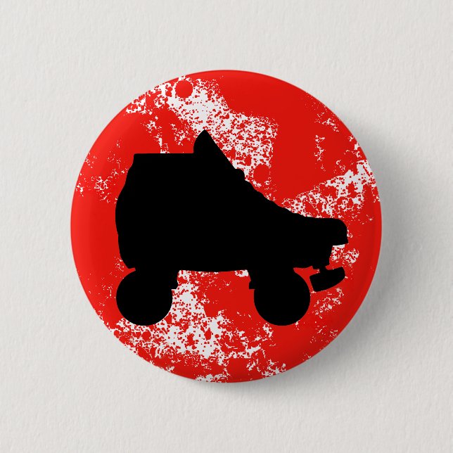 roller skate 6 cm round badge (Front)