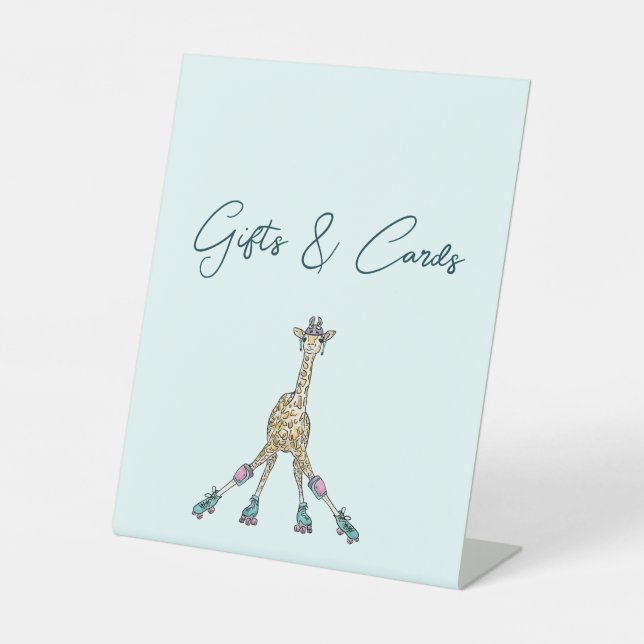 Roller Skate animal themed baby shower  Pedestal Sign (Front)
