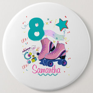 Roller Skate Birthday Girl Retro Skating 6 Cm Round Badge