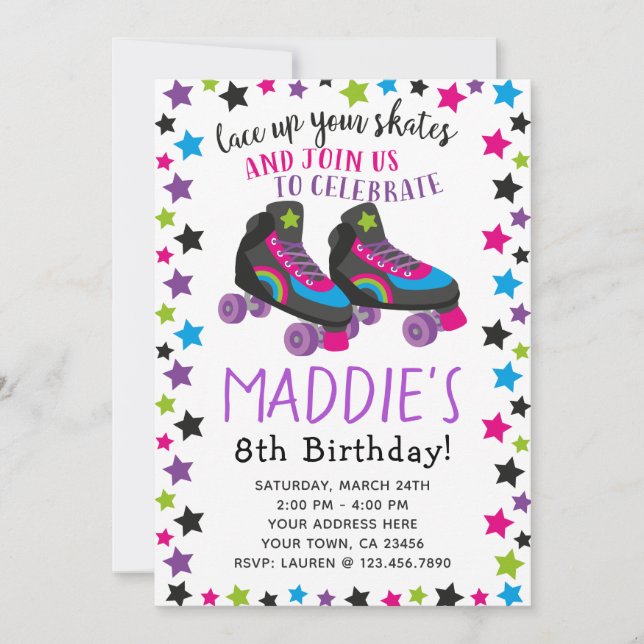 Roller Skate Birthday Invitation (Front)