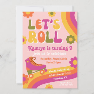Roller Skate Birthday Invitation   Retro Skate