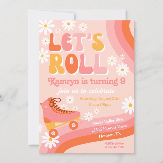 Roller Skate Birthday Invitation | Retro Skate (Front)