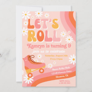 Roller Skate Birthday Invitation   Retro Skate