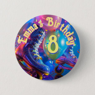 Roller Skate Birthday Party 6 Cm Round Badge