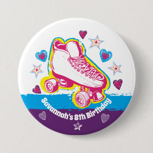 Roller Skate Birthday Party Pin Back Button