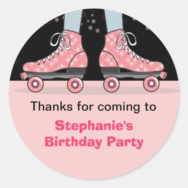 Roller Skate Birthday Party Thank You Sticker (Front)