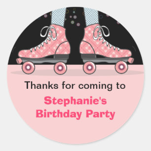 Roller Skate Birthday Party Thank You Sticker