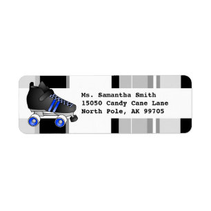 Roller Skate Black and Blue Return Address Label