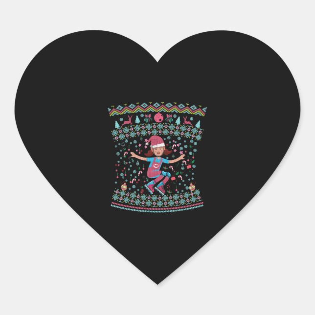 Roller Skate Christmas Girl Heart Sticker (Front)