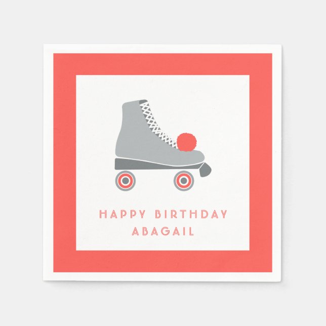 Roller Skate - Coral Napkin (Front)