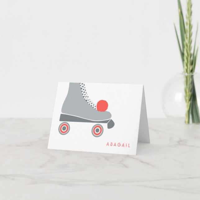 Roller Skate - Coral Thank You Card (Front)
