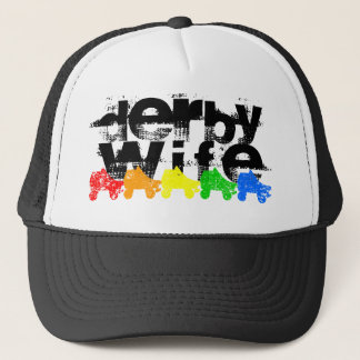 roller skate derby wife grunge rainbow trucker hat