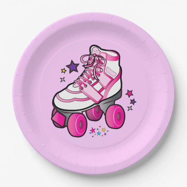 Roller Skate Girl Paper Plate (Front)