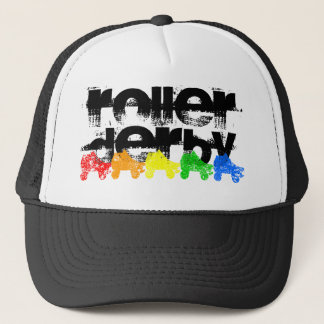 roller skate grunge rainbow trucker hat