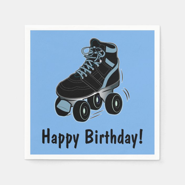 Roller Skate Happy Birthday Napkin Zazzle.co.uk