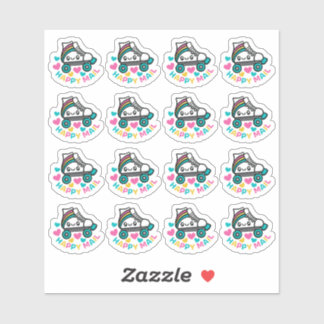 Roller Skate Happy Mail Custom-Cut Vinyl Sticker