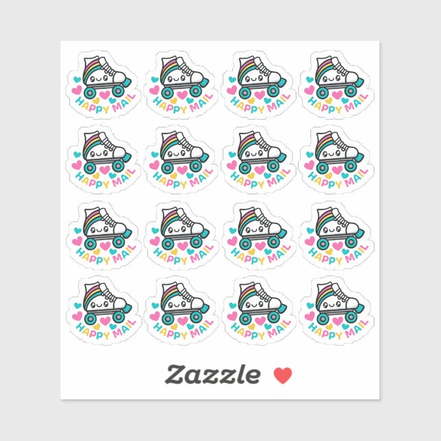 Roller Skate Happy Mail Custom-Cut Vinyl Sticker (Sheet)