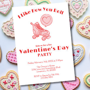 Roller Skate Heart Cute Valentine's Day Party Invitation