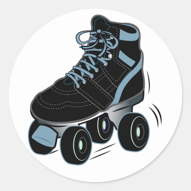 Roller Skate in Black Classic Round Sticker (Front)