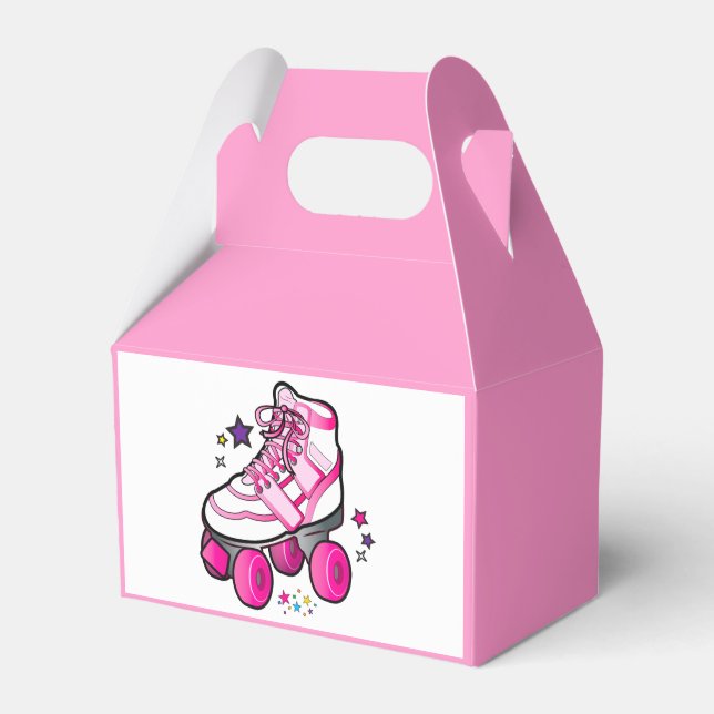 Roller Skate in Pink with Stars Favour Box (Front Side)