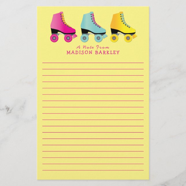 Roller Skate Kid Cute Retro Skating Stationery (Front)