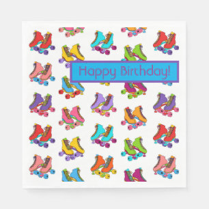 Roller Skate Party Colourful Customisable Birthday Napkin