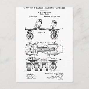 Roller Skate Patent  Paper Items Postcard