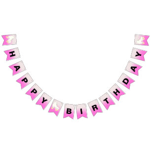 Roller Skate Pink Ombre Happy Birthday Bunting