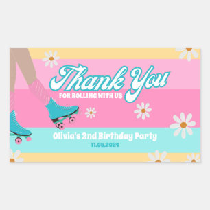 Roller skate Rainbow Birthday Favour box label