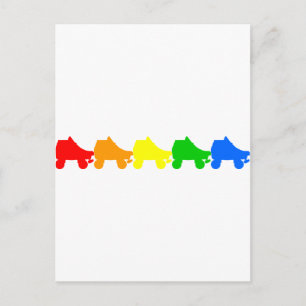roller skate rainbow postcard