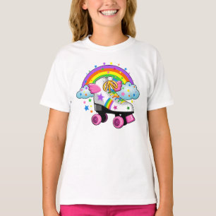 Roller Skate, rainbow, stars print for girls, kids T-Shirt