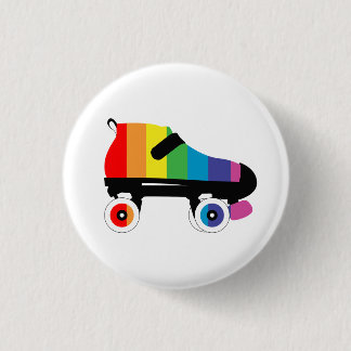 roller skate rainbow stripes 3 cm round badge