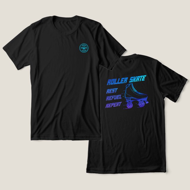 Roller Skate, Rest, Refuel, Repeat - back graphic Tri-Blend Shirt (Design Front & Back)