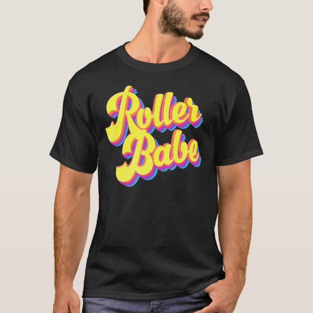 Roller Skate Retro 70s Derby Skater Babe Roller Di T-Shirt (Front)