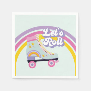 Roller skate Retro Rainbow Birthday Napkin