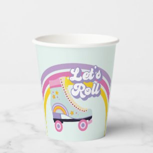 Roller skate Retro Rainbow Birthday Paper Cups